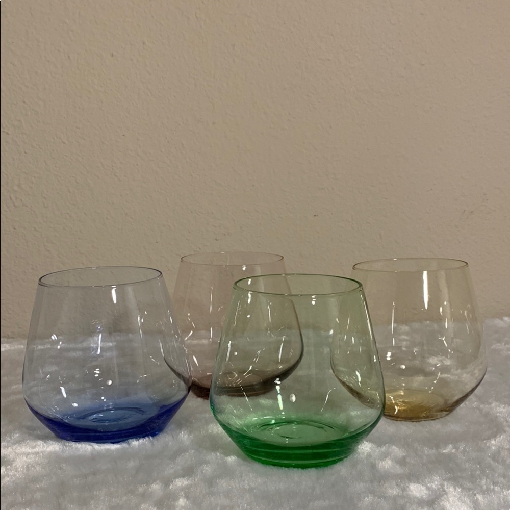 Set of 4 Colorful Stemless Wine Glasses